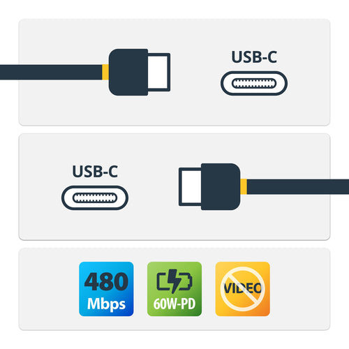 USB-C Charging Cable StarTech R2CCR-15C 60W PD 3A Heavy Duty Right Angle - R2CCR-15C-USB-CABLE